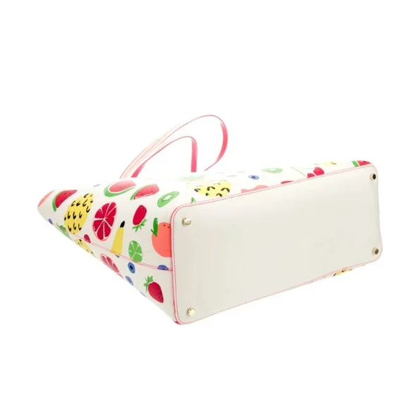 Kate Spade WHITE LEATHER FRUIT PRINT LARGE OPEN TOP TOTE NWOT
